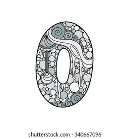 Zentangle number. Vector decorative number can be used for web design, print cards, booklets, flyers, textile t-shirts and other.