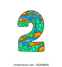 Zentangle number. Vector decorative number can be used for web design, print cards, booklets, flyers, textile t-shirts and other.