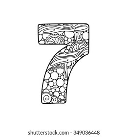Zentangle number. Vector decorative number can be used for web design, print cards, booklets, flyers, textile t-shirts and other.
