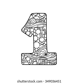 Zentangle number. Vector decorative number can be used for web design, print cards, booklets, flyers, textile t-shirts and other.