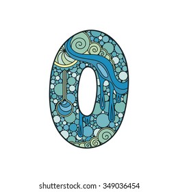 Zentangle number. Vector decorative number can be used for web design, print cards, booklets, flyers, textile t-shirts and other.