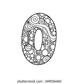 Zentangle number. Vector decorative number can be used for web design, print cards, booklets, flyers, textile t-shirts and other.