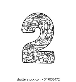 Zentangle number. Vector decorative number can be used for web design, print cards, booklets, flyers, textile t-shirts and other.