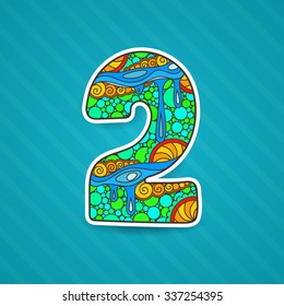 Zentangle number. Vector decorative sign can be used for web design, print cards, booklets, flyers, textile t-shirts and other.