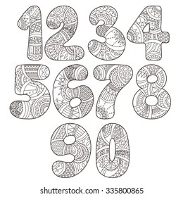 Zentangle Numbers Set Collection Doodle Numbers Stock Vector (Royalty ...