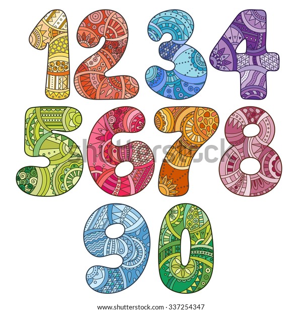 Zentangle Numbers Set Collection Doodle Numbers Stock Vector (Royalty ...