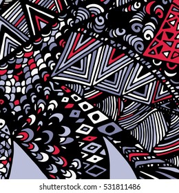 Zentangle ornament. Colorful texture for backgrounds. Made by trace from personal hand drawn sketch.