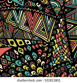 Zentangle ornament. Colorful texture for backgrounds. Made by trace from personal hand drawn sketch.