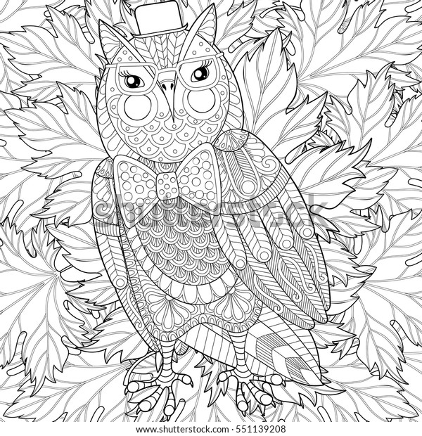 Image Vectorielle De Stock De Peinture Zentangle Owl Pour La