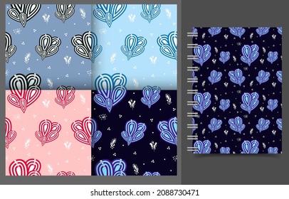 Zentangle patterns set. Vector repeating abstract background set. 