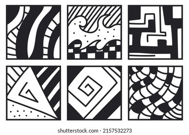 Zentangle patterns vector set isolated on a white background.