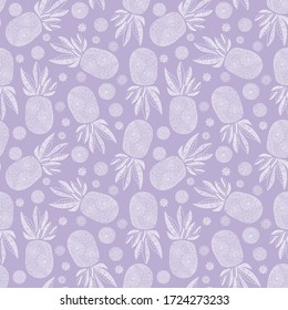 Zentangle pineapple doodle vector pattern. Fruit Mandala print for textille and fabric. Pink hand drawn background. illustrathion lace art ananas.