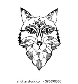 Zentangle portrait of the wolf