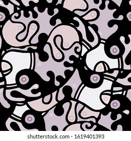 Zentangle Print. Modern Seamless Pattern.  Gray, Bordo Cool Hand Drawn. Linear Collage. Bizarre Street Art. Creative Trendy Style. Abstract, Contrast Shape. Doodle Crazy Vector Background.
