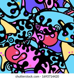 Impresión Zentangle. Diseño moderno sin inconvenientes.  Color, Mano Multicolor Fresca Dibujada. Collage lineal. Arte de la calle Bizarre. Estilo creativo y moderno. Resumen, Forma de contraste. Fondo del Vector Loco de Doodle.
