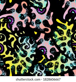 Zentangle Print. Modern Seamless Pattern.  Vivid Packaging. Cool Hand Drawn. Linear Collage. Bizarre Street Art. Creative Trendy Style. Abstract Contrast Shape. Doodle Crazy Vector Background.
