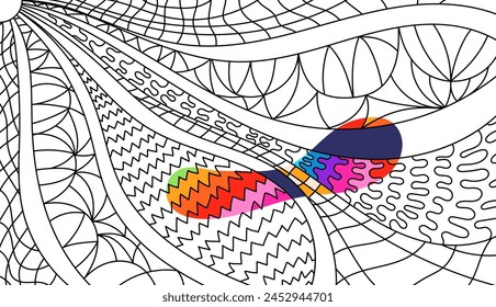 Página para colorear psicodélica Zentangle para adultos. 