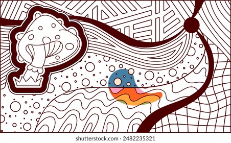 Zentangle para colorear psicodélico tableros de ajedrez con seta.
