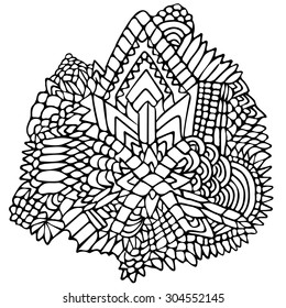 Zentangle round element. Unusual ornament with zentangle shapes and lines. Vector illustration can be used for creating backgrounds and textures, web design, cloth, cases, t-shirts and other.