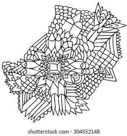 Zentangle round element. Unusual ornament with zentangle shapes and lines. Vector illustration can be used for creating backgrounds and textures, web design, cloth, cases, t-shirts and other.