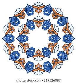 Zentangle round Indian, Arabic Mandala. Hand drawn vintage Ornament Pattern. Retro vector isolated on white background. Tatoo or mehndi design. Can be used as greeting, wedding and invitation card.