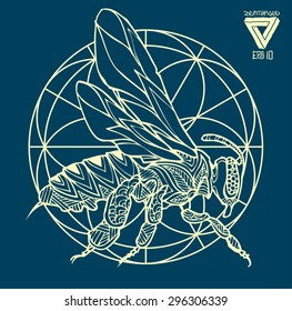 Zentangle Sacredgeometry Vector Bee Stock Vector (Royalty Free) 296306339