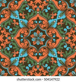 Zentangle seamless pattern element.  Ethnic luxury old fashioned oriental ornament, royal seamless texture for wallpapers, textile, wrapping. Exquisite floral template.