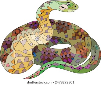Zentangle snake. Hand drawn decorative vector illustration.