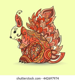 Zentangle squirrel vector illustration isolated. Hand drawn squirrel for your design - for print, bags, posters, web, banners, t-shirt, tattoo. Squirrel in zentangle style.