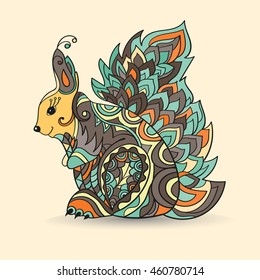 Zentangle squirrel vector illustration isolated. Hand drawn squirrel for your design - for print, bags, posters, for web (banners, advertisement) for t-shirt, tattoo. Squirrel in zen tangle style.
