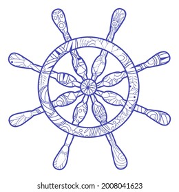 zentangle steering wheel with flower pattern, nautical theme, born to captain.