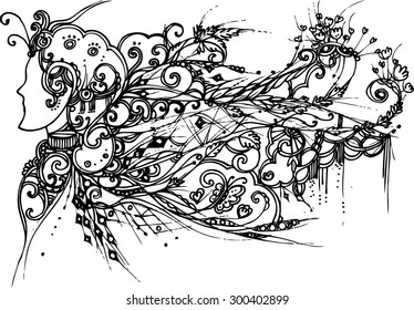 The zentangle style of angle.Hand draw for book and card.
Zentangle style. illustration collection.