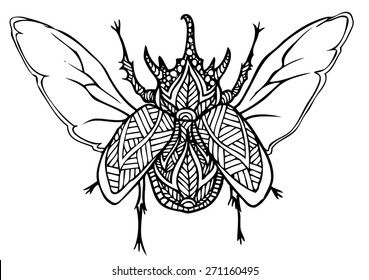 zentangle style beatle vector illustration 