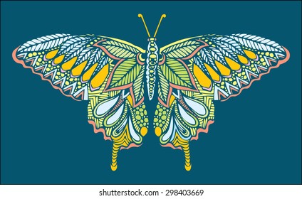 zentangle style butterfly vector