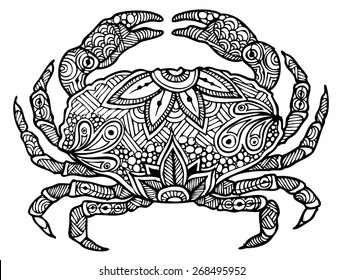 Zentangle Style Crab Vector 