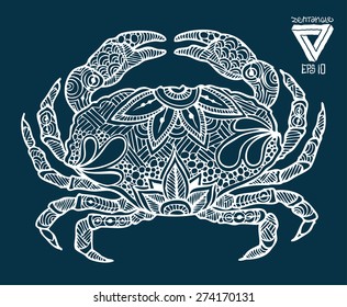 zentangle style crab vector illustration