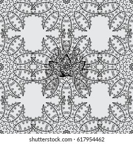 Zentangle style. Floral doodle. Seamless pattern for adult coloring book. Ethnic, floral, retro, doodle, vector, tribal design element. Gray background.