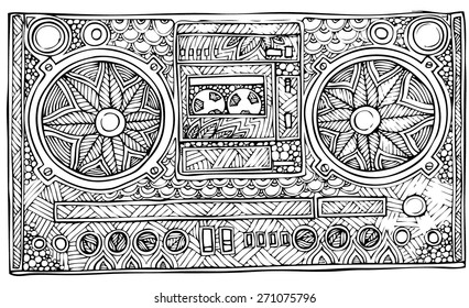 zentangle style ghetto blaster vector illustrtion