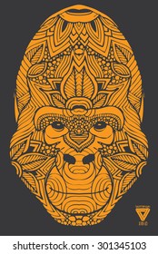 zentangle style gorilla vector