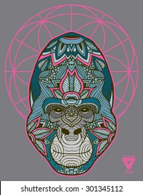 zentangle style gorilla vector