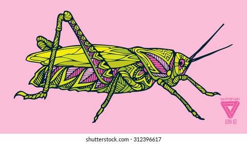 zentangle style grasshopper vector