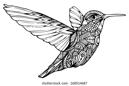 Zentangle Style Hummingbird Vector Illustration Stock Vector (Royalty ...