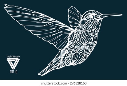 zentangle style hummingbird vector illustration