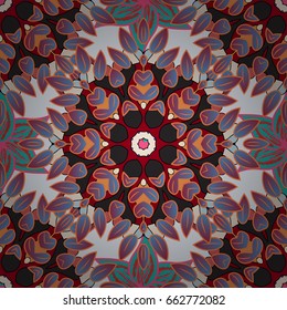 Zentangle style. Lace seamless pattern. Anti-stress coloring for adult. Mandala flower coloring book for adults Vector illustration. Blue background.