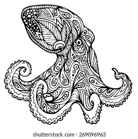 zentangle style octopus vector