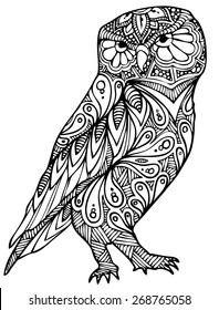 Zentangle Style Owl Vector