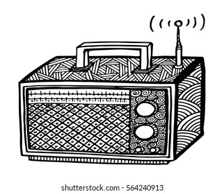 zentangle style retro radio streo vector illustration