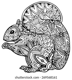zentangle style vector squirrel