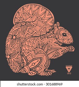 zentangle style vector squirrel sacred geometry