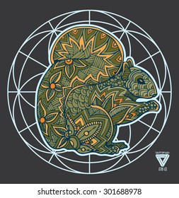 zentangle style vector squirrel sacred geometry